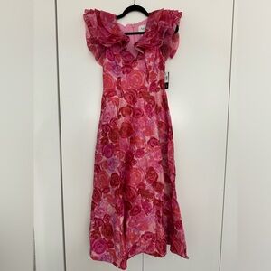 Aje Enchanted Floral Plunge Midi Dress